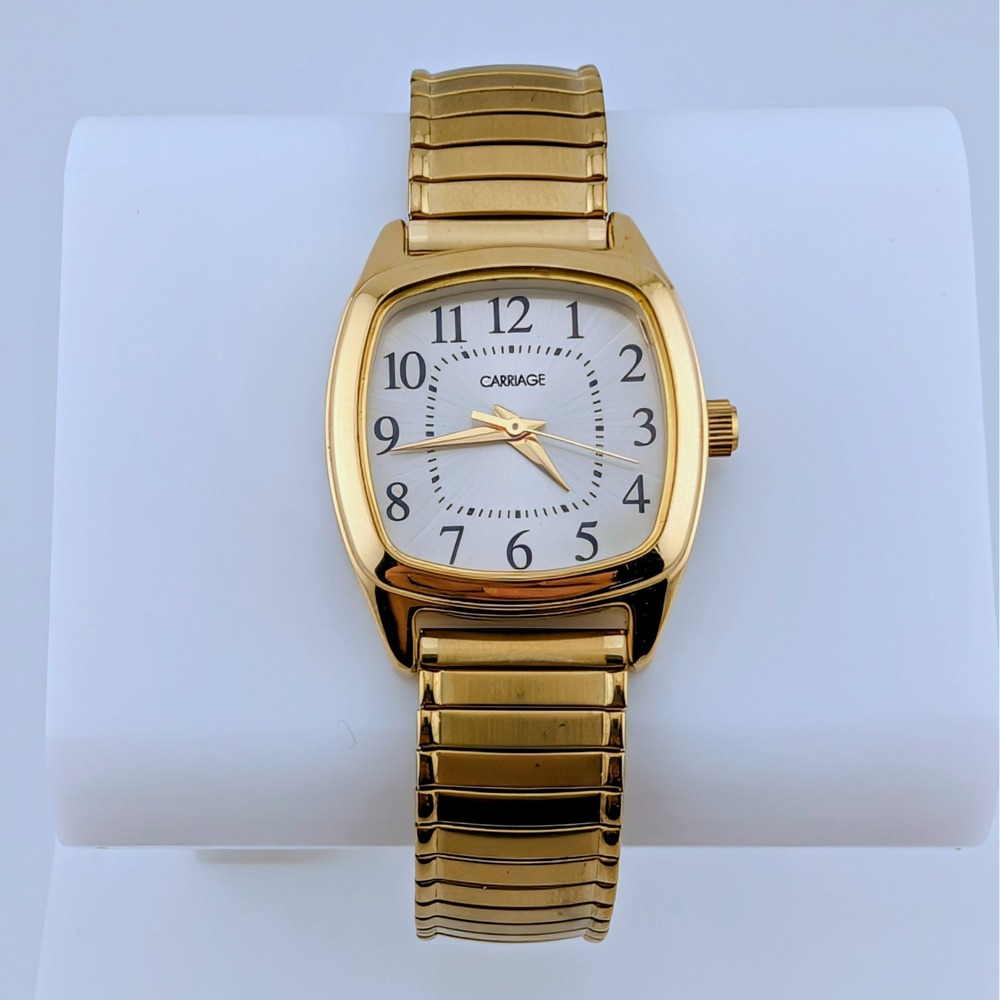 Timex Carriage Women's 26mm Sunburst Dial Gold Tone Quartz Cushion Case‎ Watch